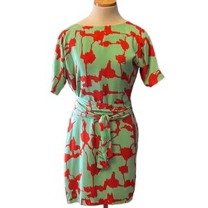 Diane Von Furstenberg 'Shanon' Silk Printed Wrap Mini Dress, Mint, size 2